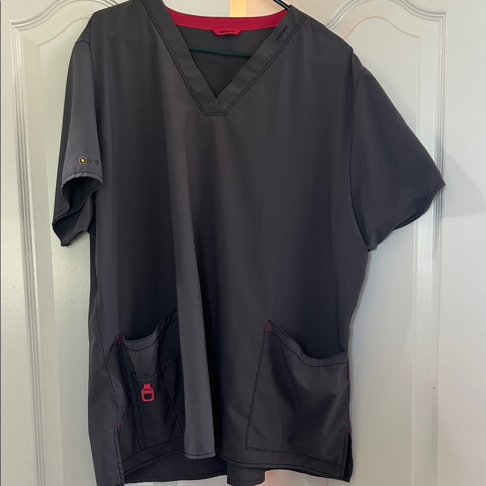 Carhartt Gray Short Sleeve V-Neck scrub Top
